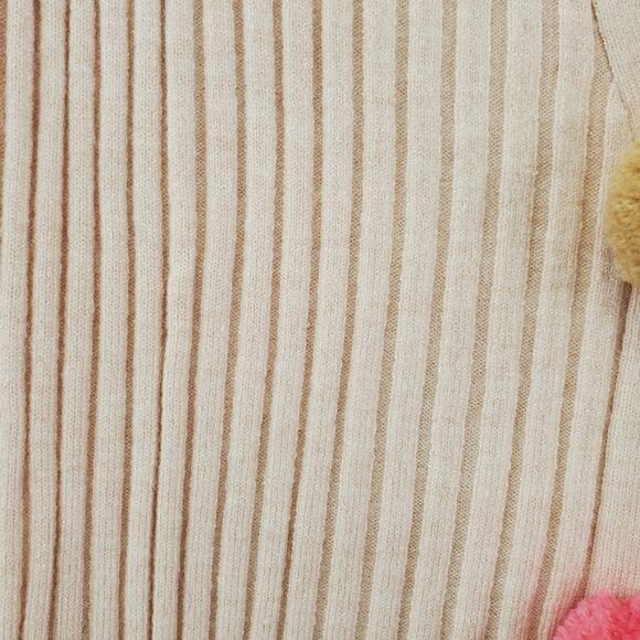 Ribbed neutral cardigan with pom pom snaps size XS NWT - Picture 9 of 11